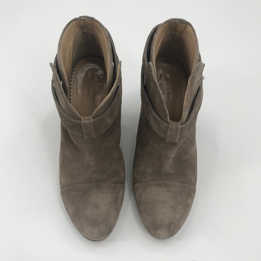 Rag & Bone Taupe Suede Harrow Heeled Ankle Boots - Picture 5 of 11